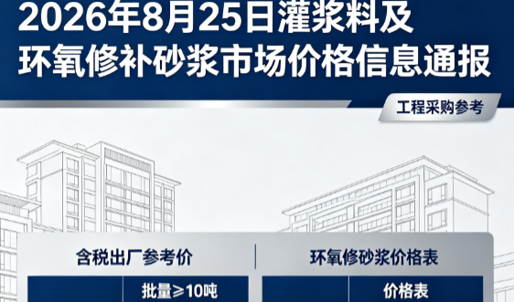 宝坻2026年8月25日灌浆料及环氧修补砂浆市场价格信息通报